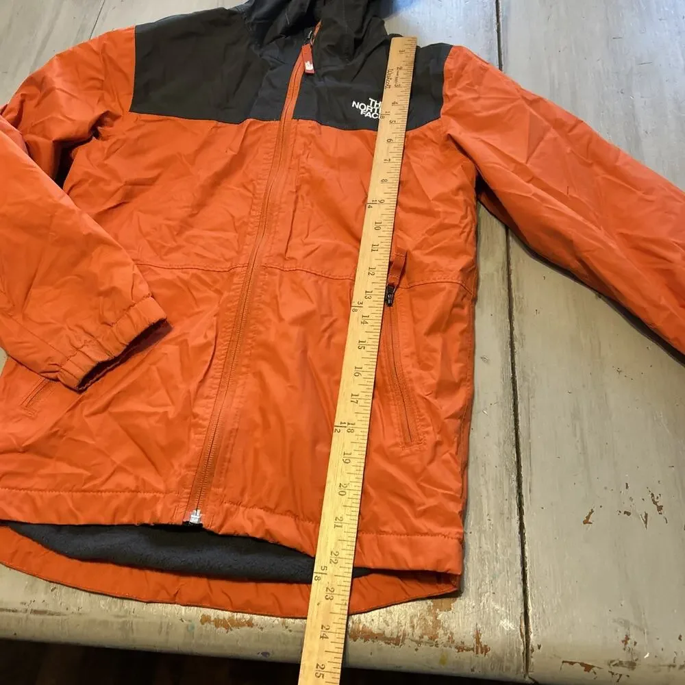 The North Face Warm Storm Orange Gray Hooded Waterproof Jacket Boys M 10/12